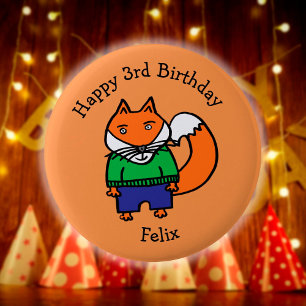 Chapa Redonda De 5 Cm Cumpleaños Feliz Personalizado Felix el Zorro
