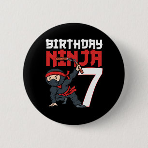 Chapa Redonda De 5 Cm Cumpleaños Ninja 7 años Cumpleaños Niño