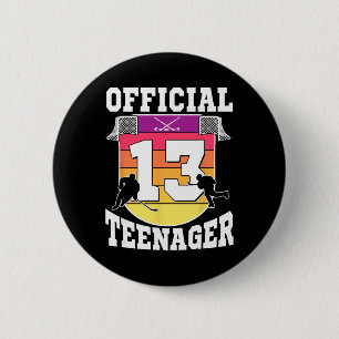 Chapa Redonda De 5 Cm Cumpleaños oficial de 13 años adolescente hockey s