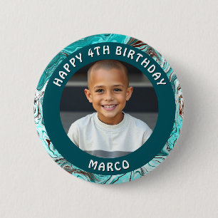 Chapa Redonda De 5 Cm Cumpleaños personalizado con edad, nombre y foto