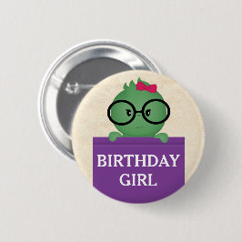 Chapa Redonda De 5 Cm Cumpleaños personalizado de chica ratón de bibliot