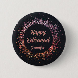 Chapa Redonda De 5 Cm Cumpleaños Personalizado Elegante Negro Rosa Feliz