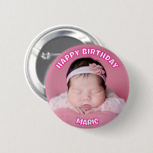 Chapa Redonda De 5 Cm Cumpleaños Personalizado Pins Cara Cumpleaños