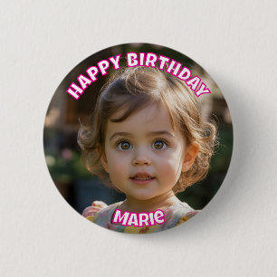 Chapa Redonda De 5 Cm Cumpleaños Personalizado Pins Cara Cumpleaños