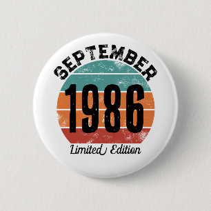 Chapa Redonda De 5 Cm Cumpleaños Personalizado Septiembre 1986 Edición L