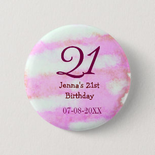 Chapa Redonda De 5 Cm Cumpleaños simple nombre fecha verde pastel rosa 2