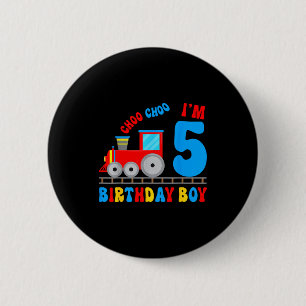 Chapa Redonda De 5 Cm Cumplo 5 Años Niño Amante Del Tren Es Mi 5 Cumplea