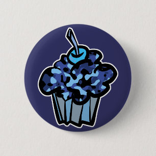 Chapa Redonda De 5 Cm cupcake de camuflaje azul cielo