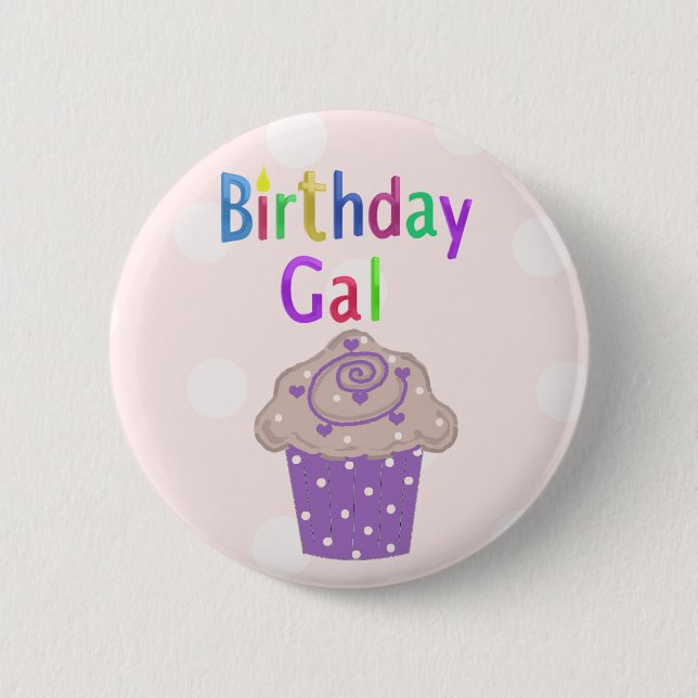 Chapa Redonda De 5 Cm Cupcake de lunares para la cumpleañera (Anverso)