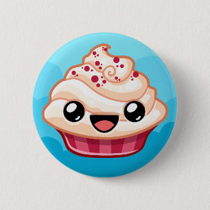 Chapa Redonda De 5 Cm Cupcake Rojo/Blanco - Salto Feliz