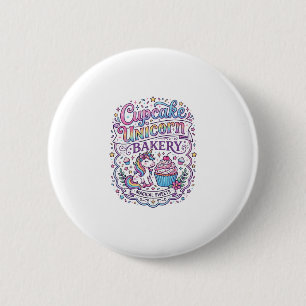 Chapa Redonda De 5 Cm Cupcake Unicornio Panadería de Unicornio Fondo Bla