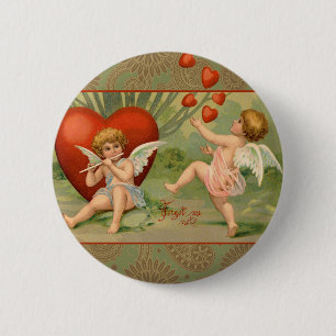 Chapa Redonda De 5 Cm Cupidos del Amor Antiguo Vintage de San Valentín