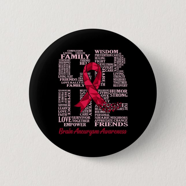 Chapa Redonda De 5 Cm Cure Brain Aneurysm Awareness Ribbon Soporte Mes (Anverso)