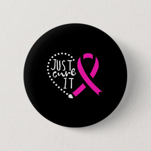 Chapa Redonda De 5 Cm Cure It Cancer Awareness Pink Ribbon