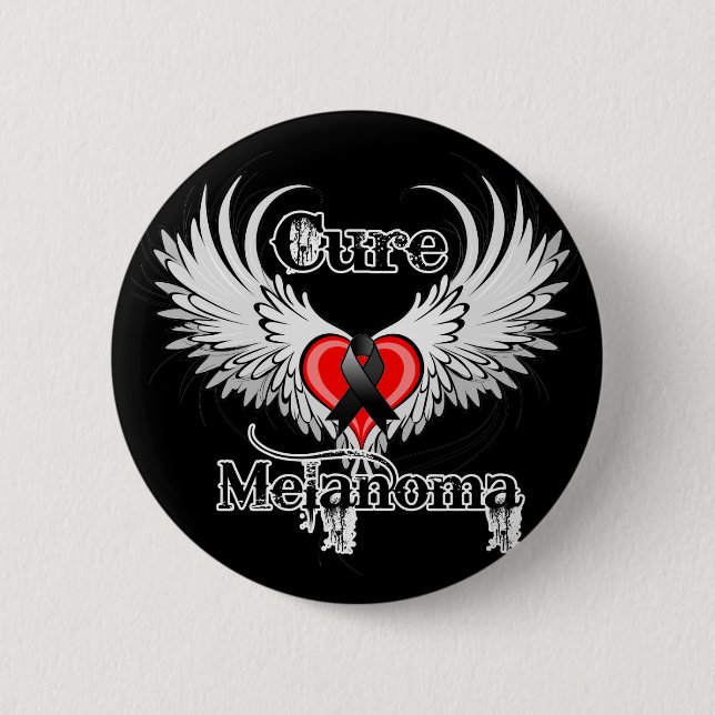 Chapa Redonda De 5 Cm Cure Melanoma Heart Tattoo Wings (Anverso)