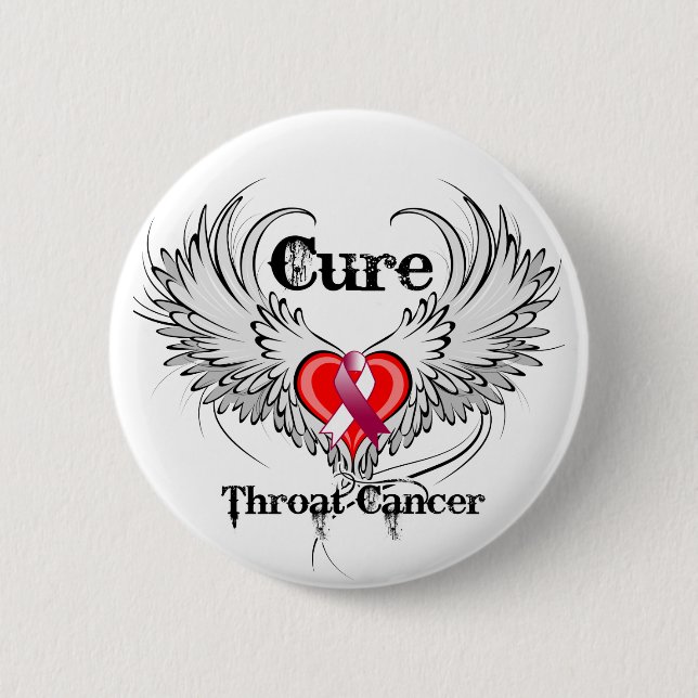 Chapa Redonda De 5 Cm Cure Throat Cancer Heart Tattoo Wings (Anverso)