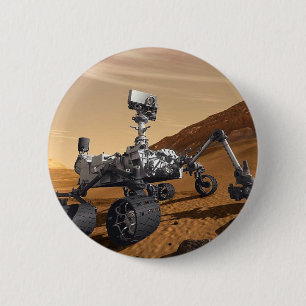 Chapa Redonda De 5 Cm Curiosidad Rover de Marte, Misión Espacial Planeta