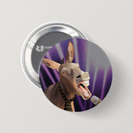 Chapa Redonda De 5 Cm Curioso canto Donkey Farm Animal Purple Background