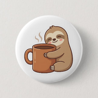 Chapa Redonda De 5 Cm Current Mood Sloth Coffee Pin Button