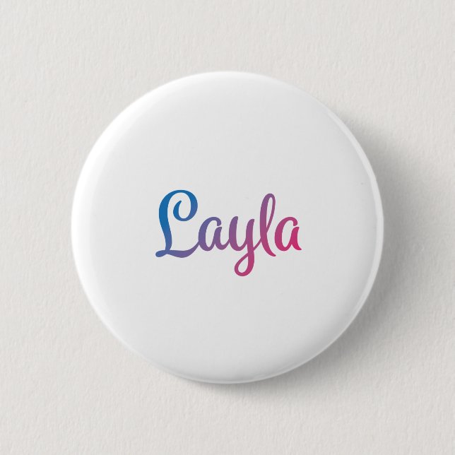 Chapa Redonda De 5 Cm Cursive elegante de Layla (Anverso)