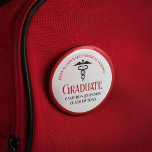 Chapa Redonda De 5 Cm Curso de graduación de la Escuela de Medicina Negr<br><div class="desc">Este moderno botón de graduación de la facultad de medicina para personalizados rojos y negros presenta tipografía moderna para una clase de graduado en 2024. Personalizar con su año de graduación bajo el símbolo caduceus para una enfermera o médica personalizada de regalo o etiqueta de nombre para una conferencia de...</div>