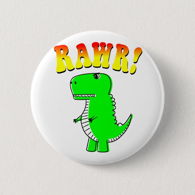 Chapa Redonda De 5 Cm Curte y enojado T-Rex RAWR Groovy Textos (Anverso)