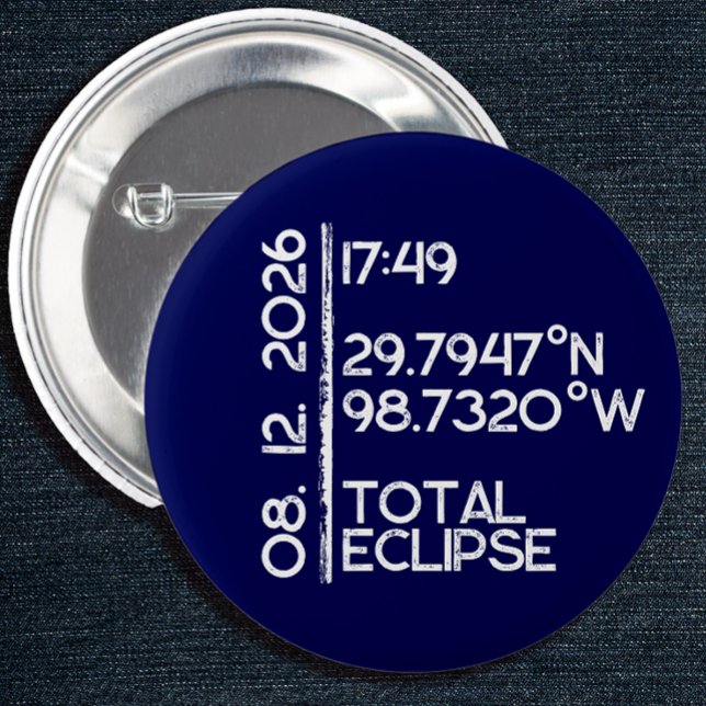 Chapa Redonda De 5 Cm Custom 2026 Solar Eclipse (Solar Eclipse Keepsake Pin)