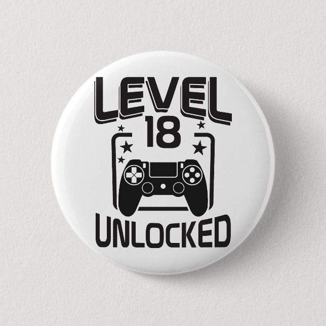 Chapa Redonda De 5 Cm Custom Age Level 18 Unlocked Birthday Gamer  (Anverso)
