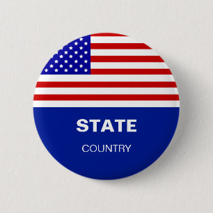 Chapa Redonda De 5 Cm Custom American Flag & Personalized Text