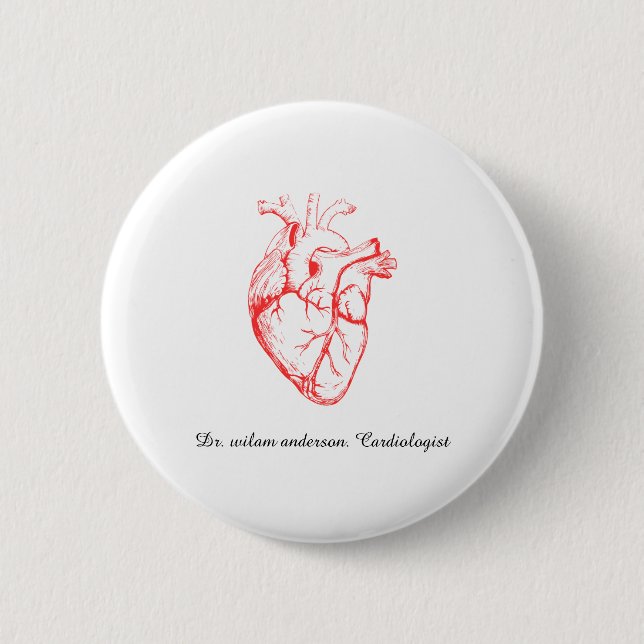 Chapa Redonda De 5 Cm Custom Cardiologist Heart Anatomy Art (Anverso)