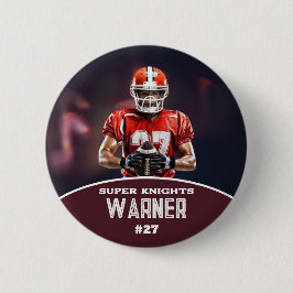 Chapa Redonda De 5 Cm Custom Football Photo and Name Sports Button