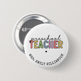 Chapa Redonda De 5 Cm Custom Preschool Teacher Personalized Gifts