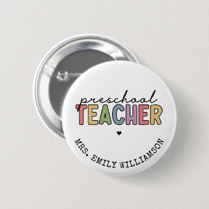 Chapa Redonda De 5 Cm Custom Preschool Teacher Personalized Gifts