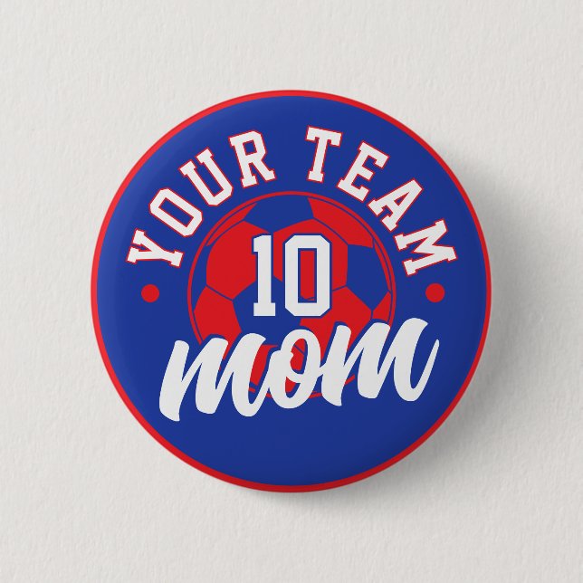Chapa Redonda De 5 Cm Custom Soccer Mom Button with Number (Anverso)