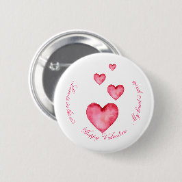 Chapa Redonda De 5 Cm Customize Button - Happy Valentine