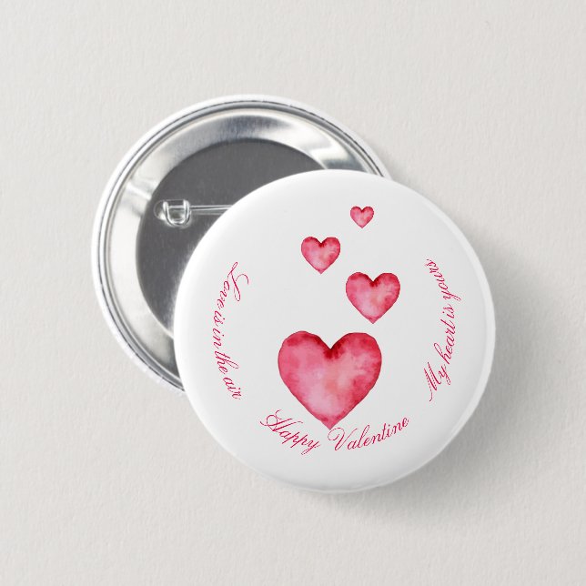 Chapa Redonda De 5 Cm Customize Button - Happy Valentine (Anverso y reverso)