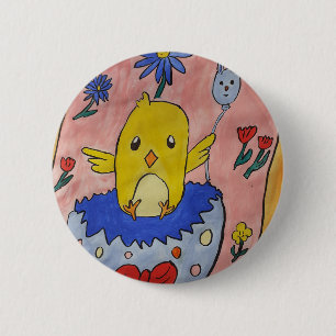 Chapa Redonda De 5 Cm Cuta placa de pollo de Pascua