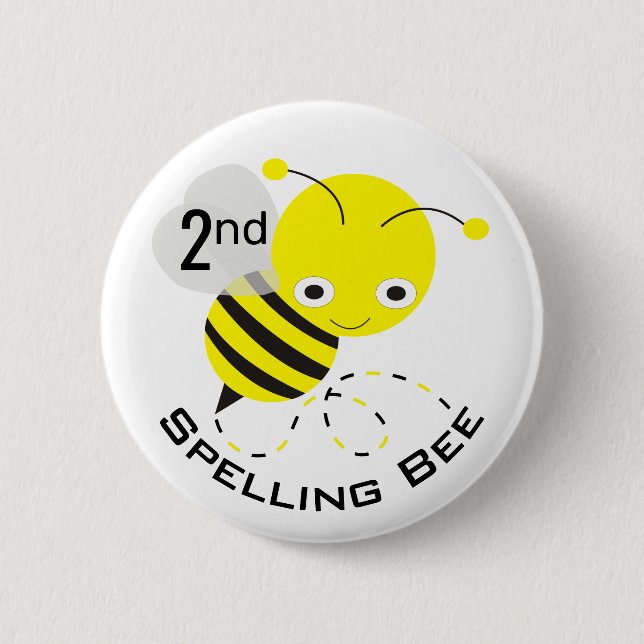 Chapa Redonda De 5 Cm Cute 2nd Place Spelling Bee Button for Kids (Anverso)