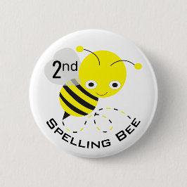 Chapa Redonda De 5 Cm Cute 2nd Place Spelling Bee Button for Kids