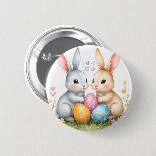 Chapa Redonda De 5 Cm Cute acuarela Abundantes de Pascua Felices Pascuas (Anverso y reverso)