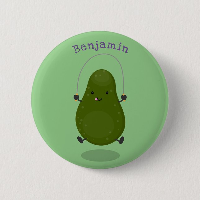 Chapa Redonda De 5 Cm Cute aguacate salto cuerda personalizado ilustraci (Anverso)