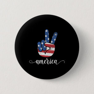 Chapa Redonda De 5 Cm Cute America Peace Bandera Patriótica Estadouniden
