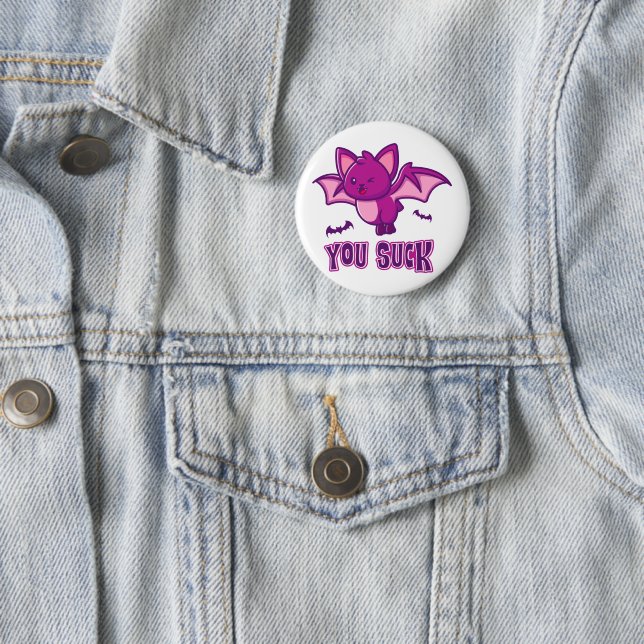 Chapa Redonda De 5 Cm Cute and Funny Halloween Vampire Bats You Suck (In situ)