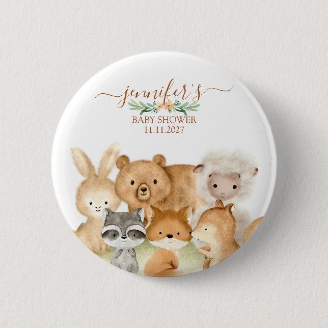 Chapa Redonda De 5 Cm Cute Animals Forest Woodland (Anverso)