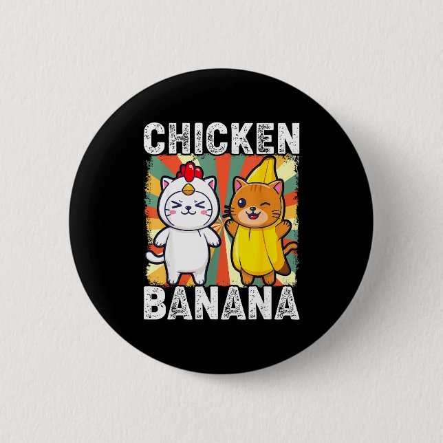 Chapa Redonda De 5 Cm Cute Animals In Chicken And Banana Costumes Kawaii (Anverso)