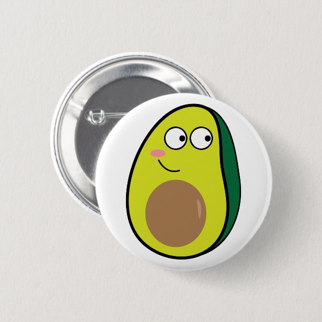 Chapa Redonda De 5 Cm Cute Avocado Pinback Button - Fun Kawaii Fruit Pin (Anverso y reverso)