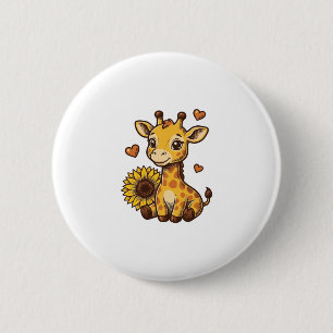 Chapa Redonda De 5 Cm Cute Baby Giraffe Sunflower Vintage Engraving Tee_