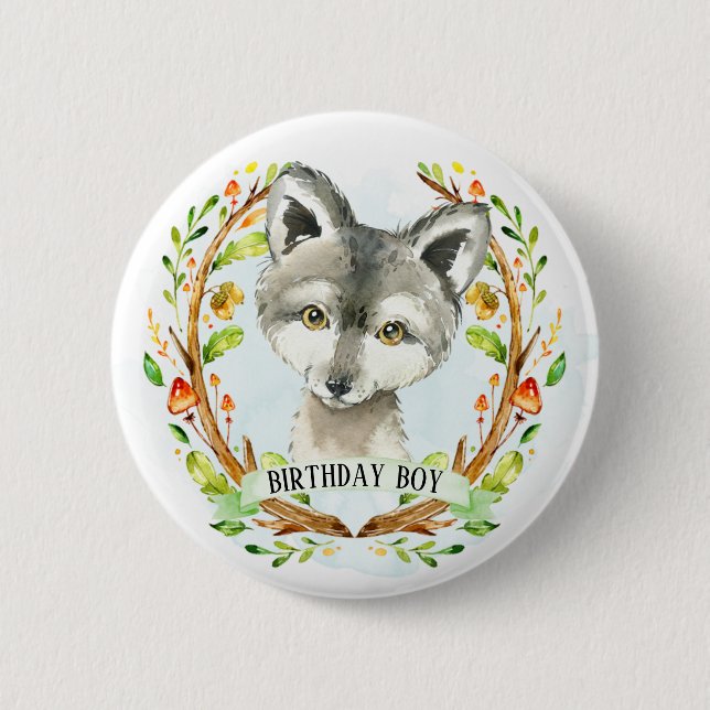 Chapa Redonda De 5 Cm Cute Baby Wolf (Anverso)