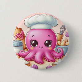 Chapa Redonda De 5 Cm Cute baking octopus button