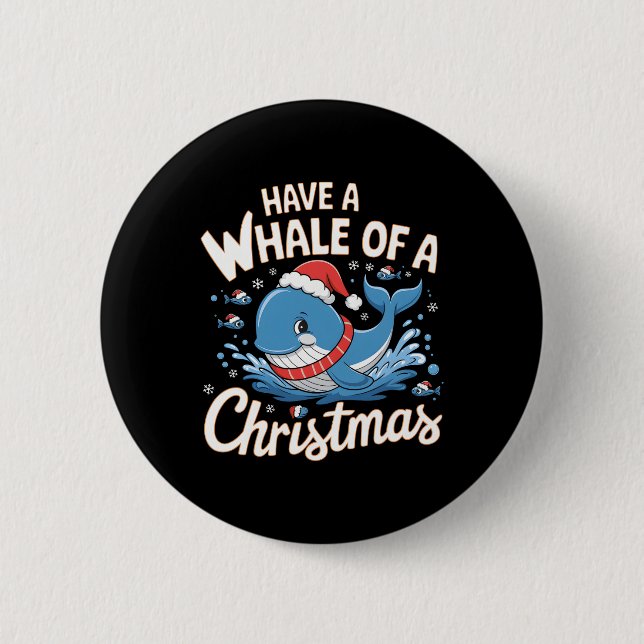 Chapa Redonda De 5 Cm Cute Ballena Santa Navidades Ocean Animal Lover Ho (Anverso)